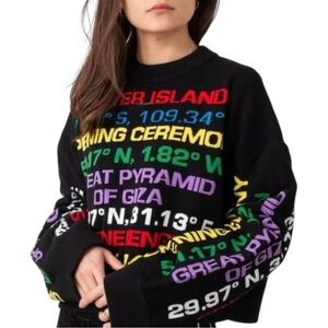 Opening Ceremony Destination Hand Knit Crewneck Printed Sweater Size XS $350